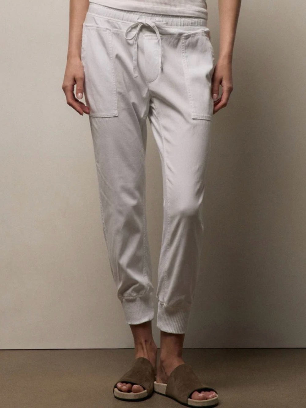 James Perse WHITE Drawstring cotton Jogger Pants.